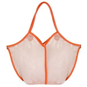 ZINGARA • Orange Poncho Barbara Shopper Bag Mesh Beach Tote & Pouch Case Set